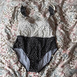 summersalt Ruffle Oasis Black and White Polka Dot One-Piece Swimsuit